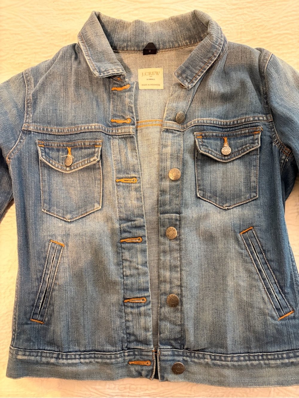 J. Crew Light Blue Denim Jacket with Contrast Stitching